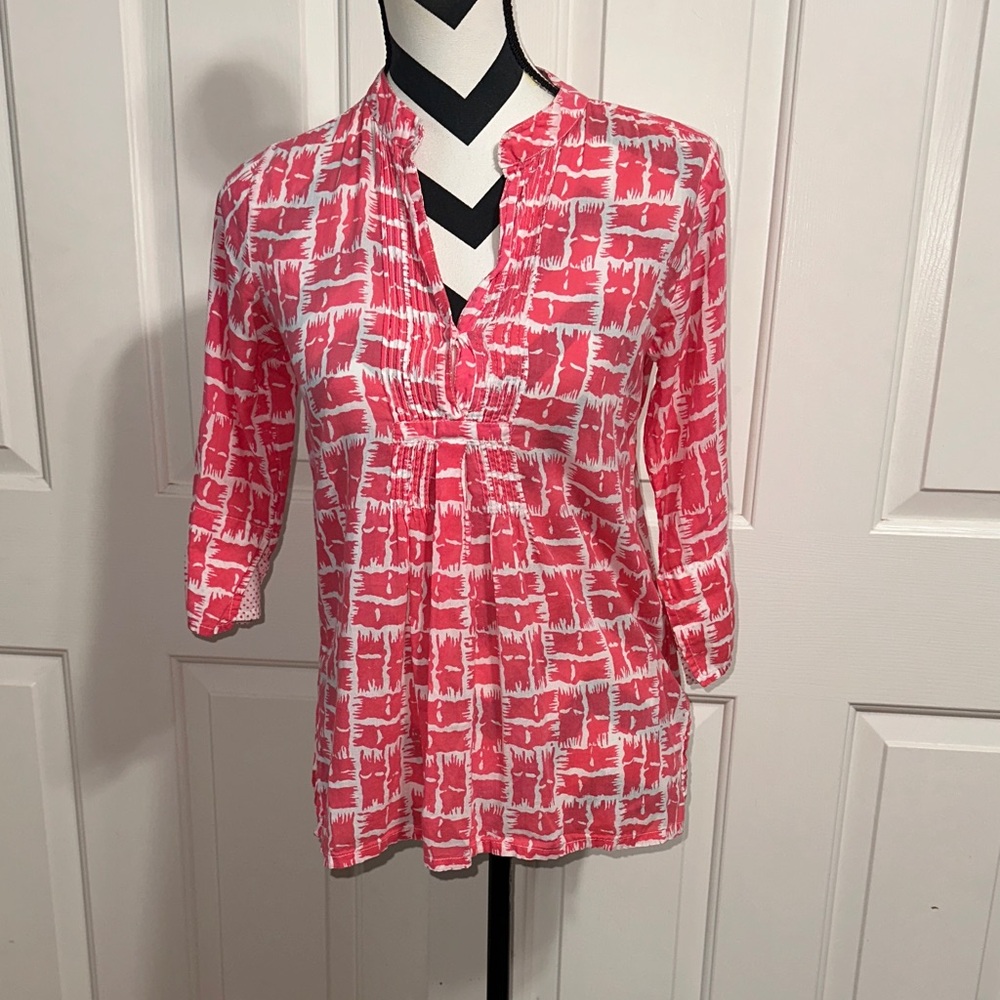 Roberta Roller Rabbit Pink and White Patterned Tunic